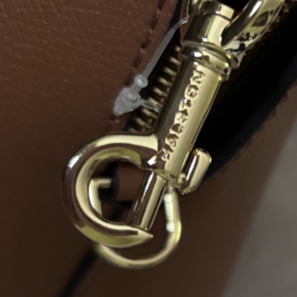 Halston NWT Quincy Tan Satchel with Gold Hardware - Picture 7 of 14